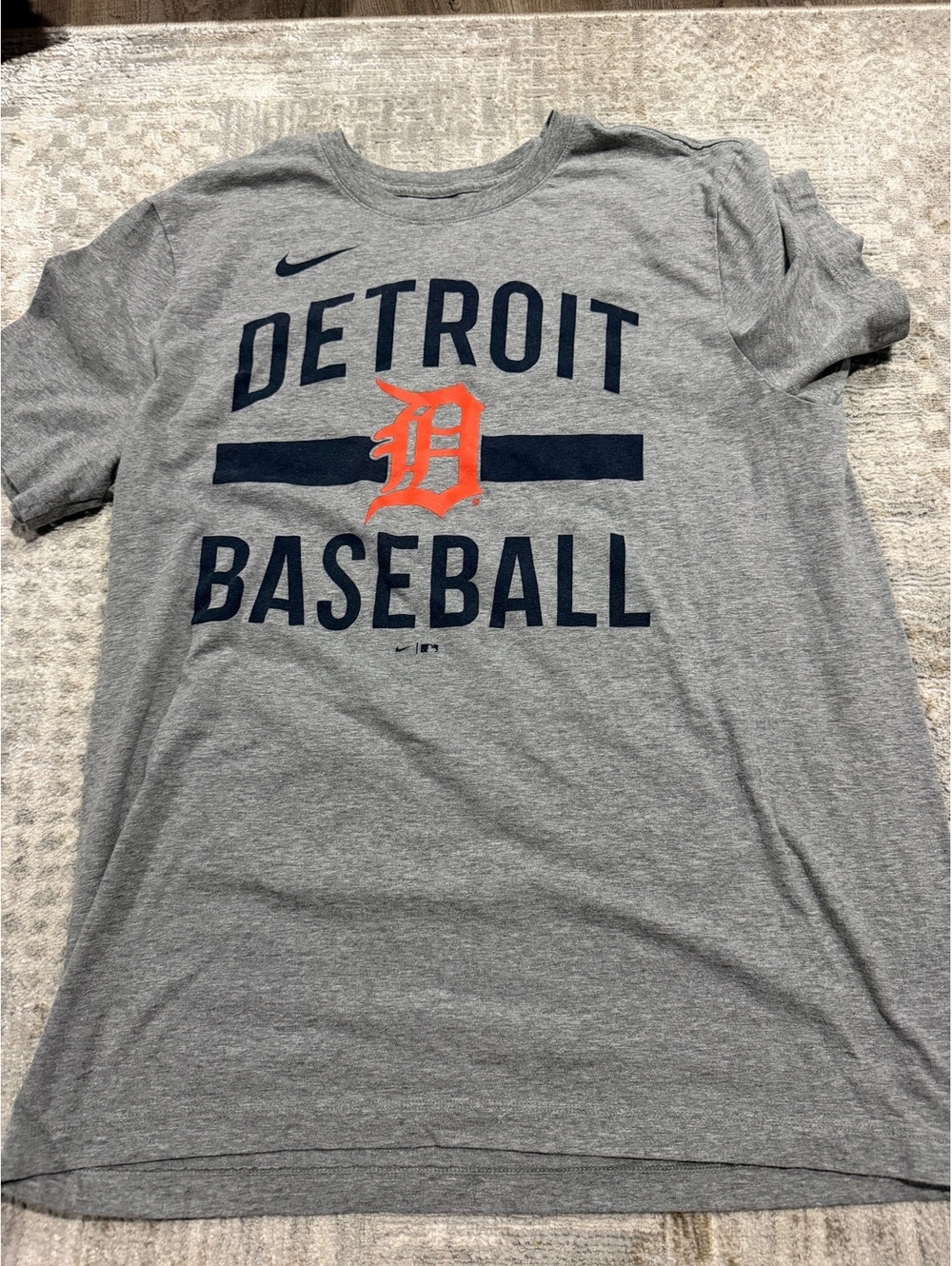 Nike Detroit Tigers Baseball Men's T-Shirt Short Sleeve Gray Size L